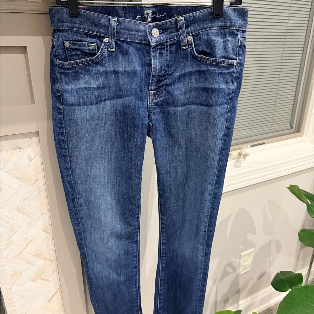 7 For All Mankind Women's Roxanne Dark Blue Crop Jeans